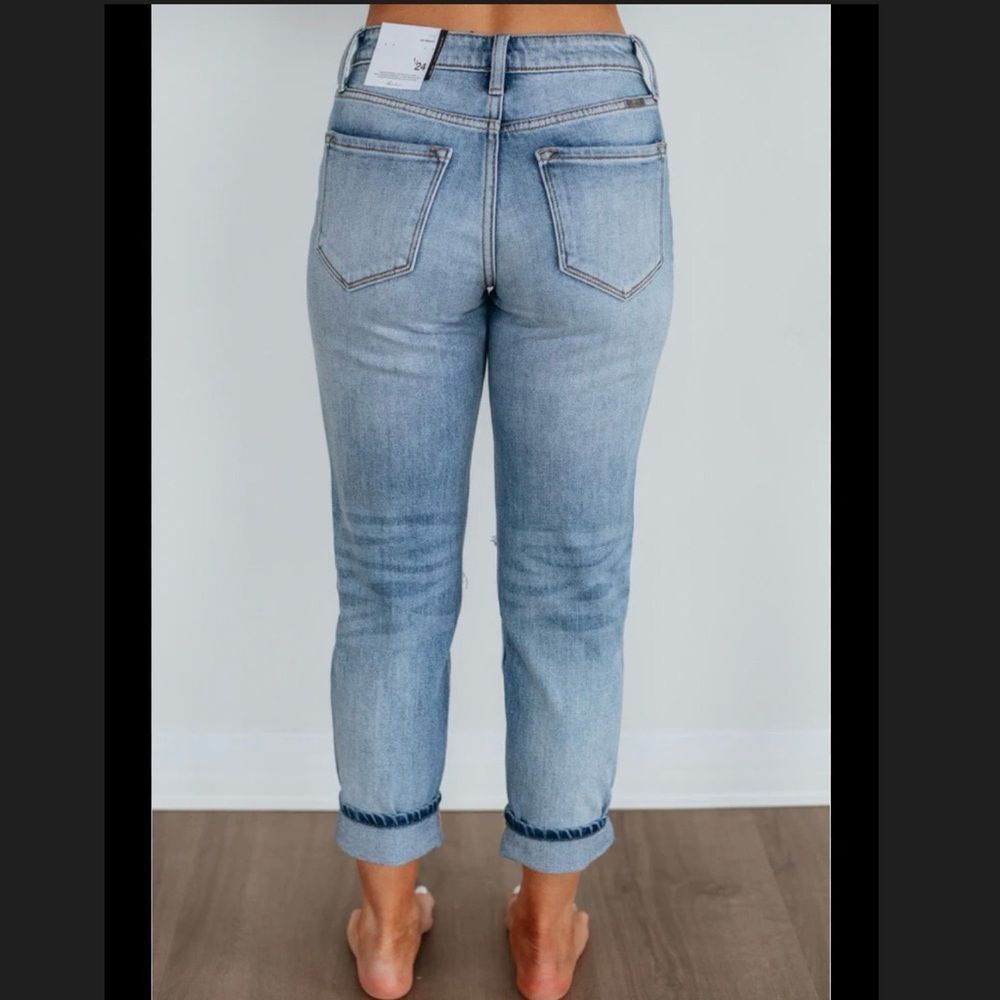 KanCan Distressed High Rise Cuffed Mom Fit Jeans - Picture 11 of 11